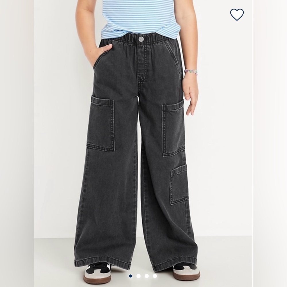 NWT OLD NAVY GIRLS HIGH WAIST BAGGY CARGO PULL ON JEANS L